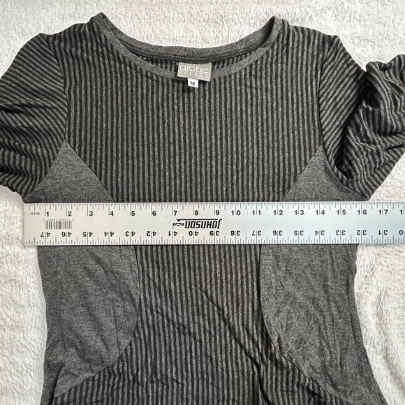 Niche Nilgun Derman Womens Black Gray Striped Jersey Midi Dress Medium Stretch - Picture 7 of 9